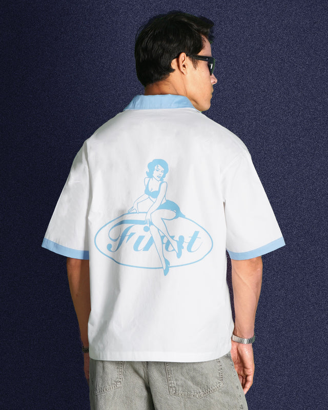 MISSCHIEF WHITE BOWLING SHIRT