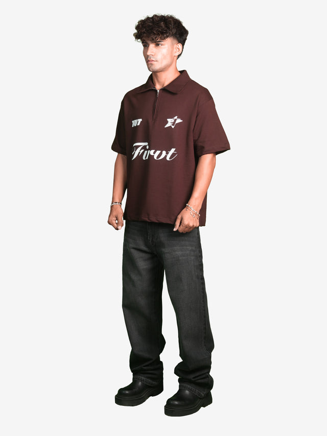 FIRVT EXISTS BROWN POLO