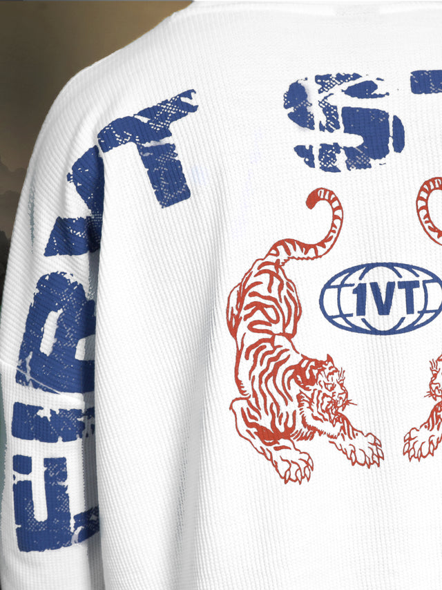 TWIN TIGERS WAFFLE FULL SLEEVE T-SHIRT