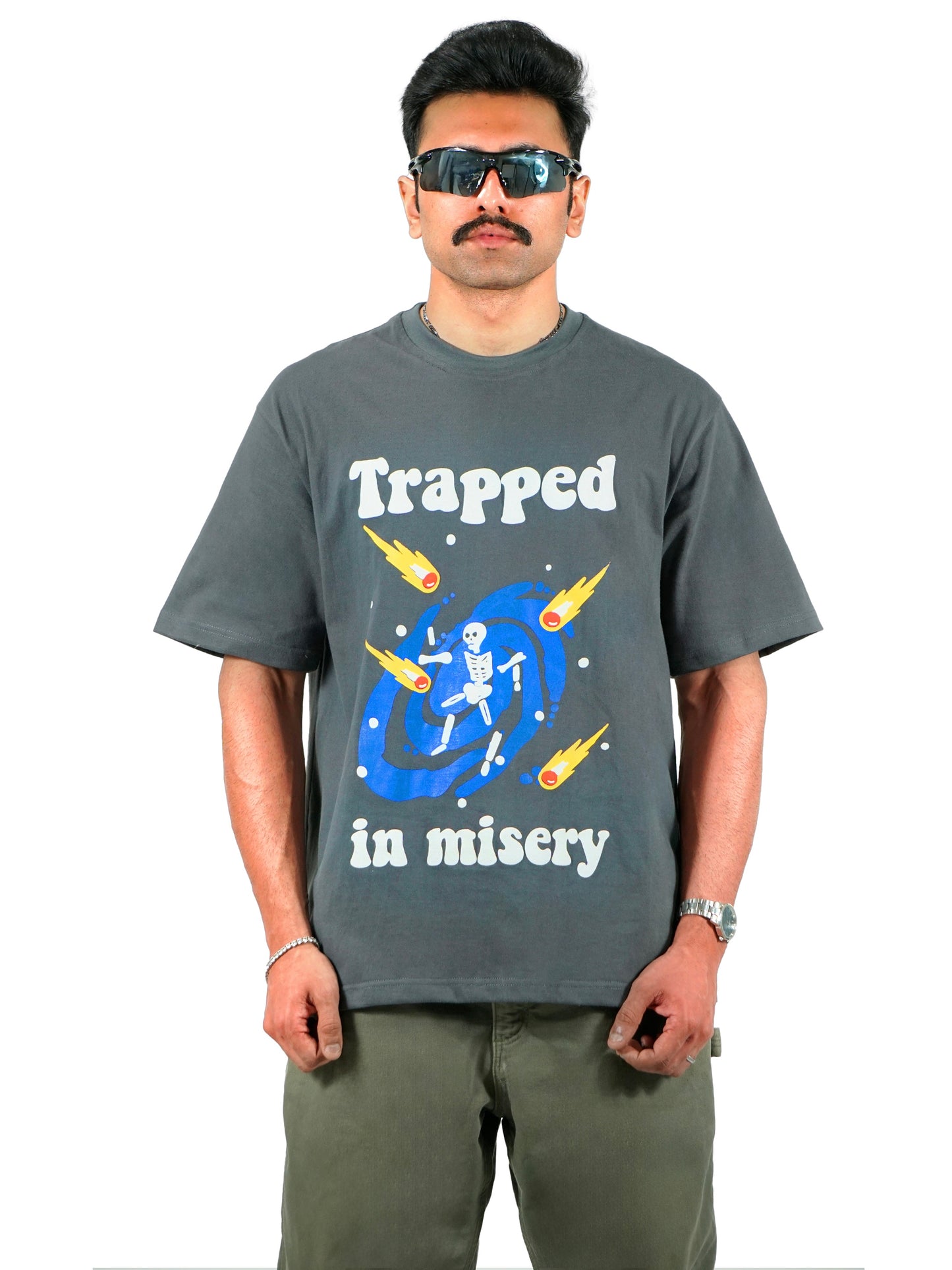 TRAPPED IN MISERY GREY TSHIRT