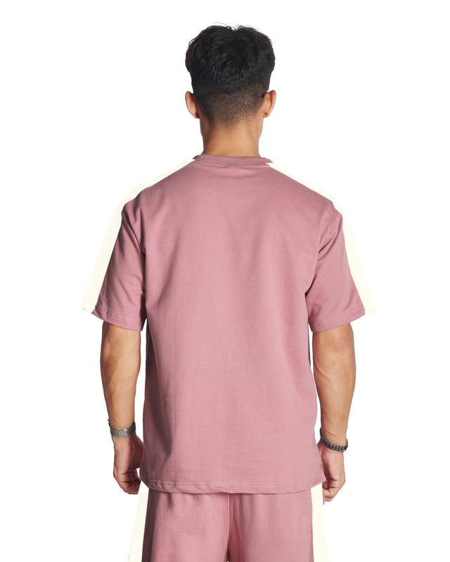 DUSTY PINK SIDE STRIPE T-SHIRT