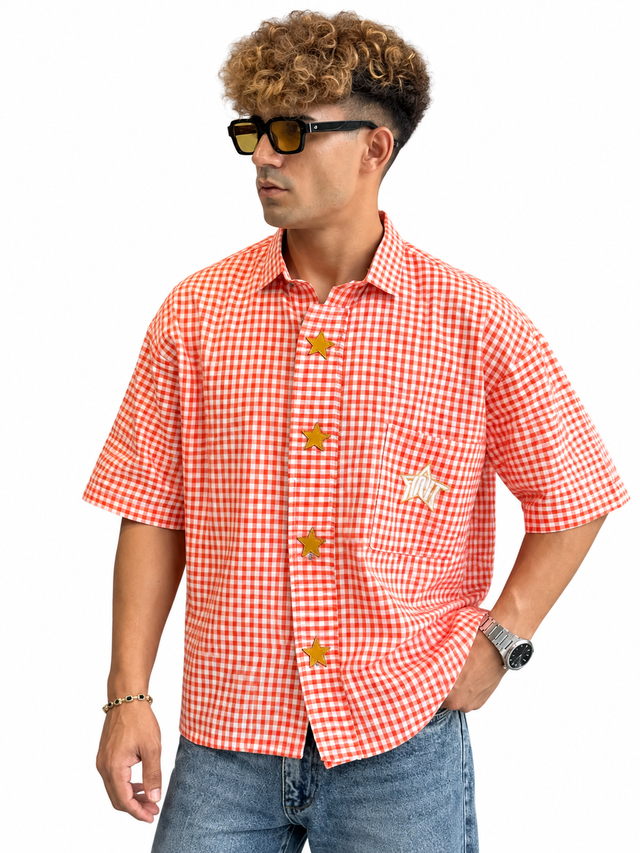 Orange Gingham Star Shirt