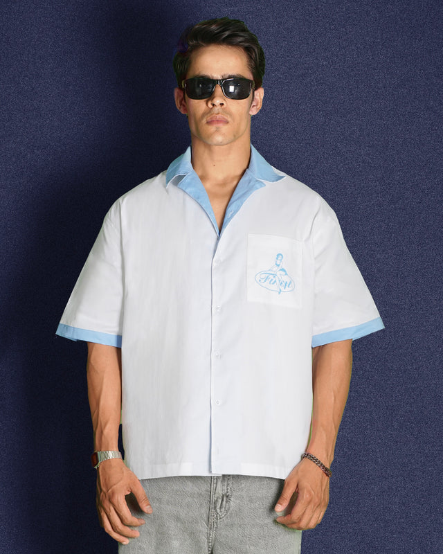 MISSCHIEF WHITE BOWLING SHIRT
