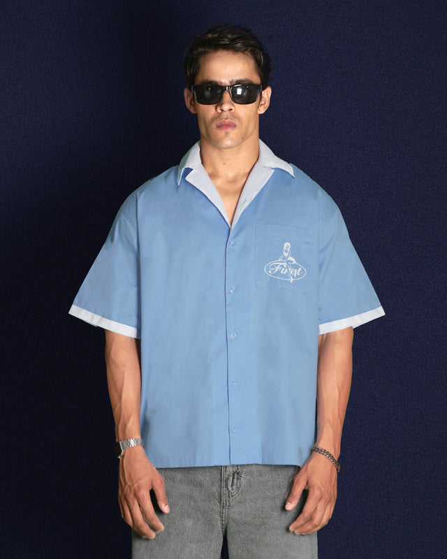 MISSCHIEF BLUE BOWLING SHIRT
