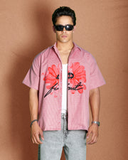 FLORAL BLOOM CHECKED SHIRT RED