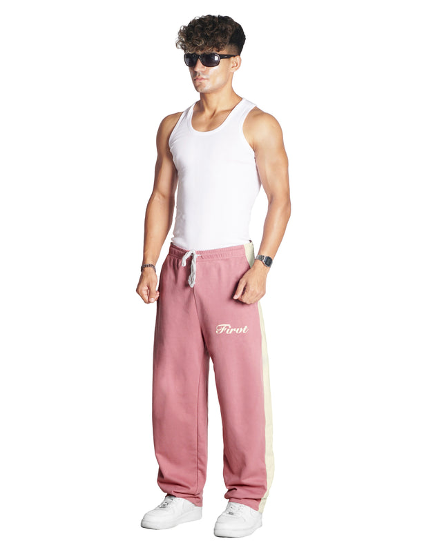 DUSTY PINK SIDE STRIPE SWEATPANTS