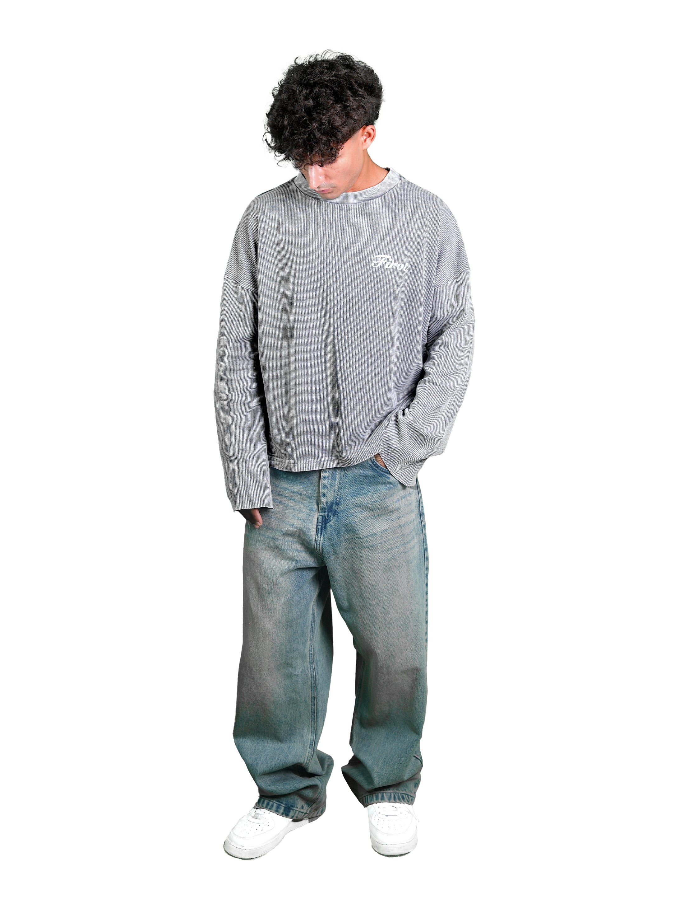 WASHED GREY WAFFLE T-SHIRT – FIRVT