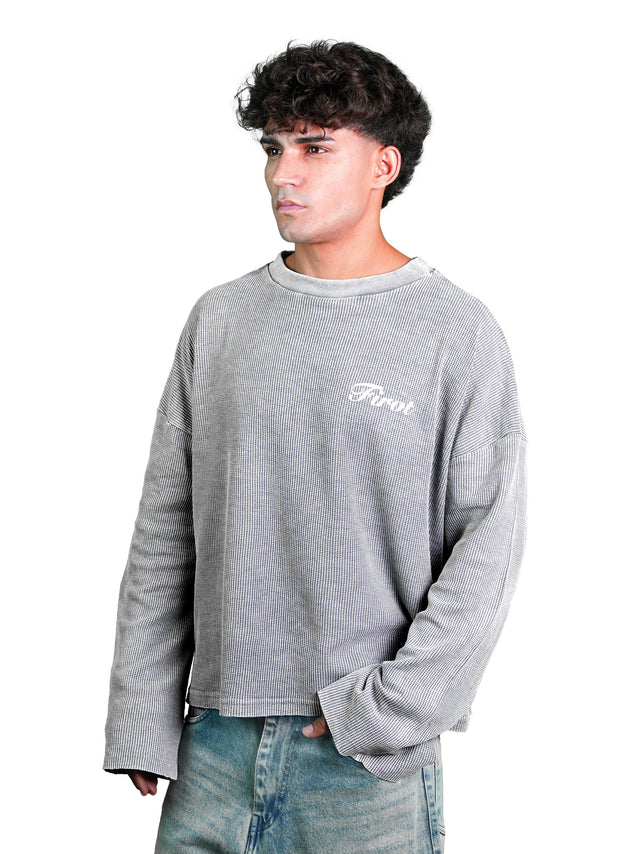 WASHED GREY WAFFLE T-SHIRT