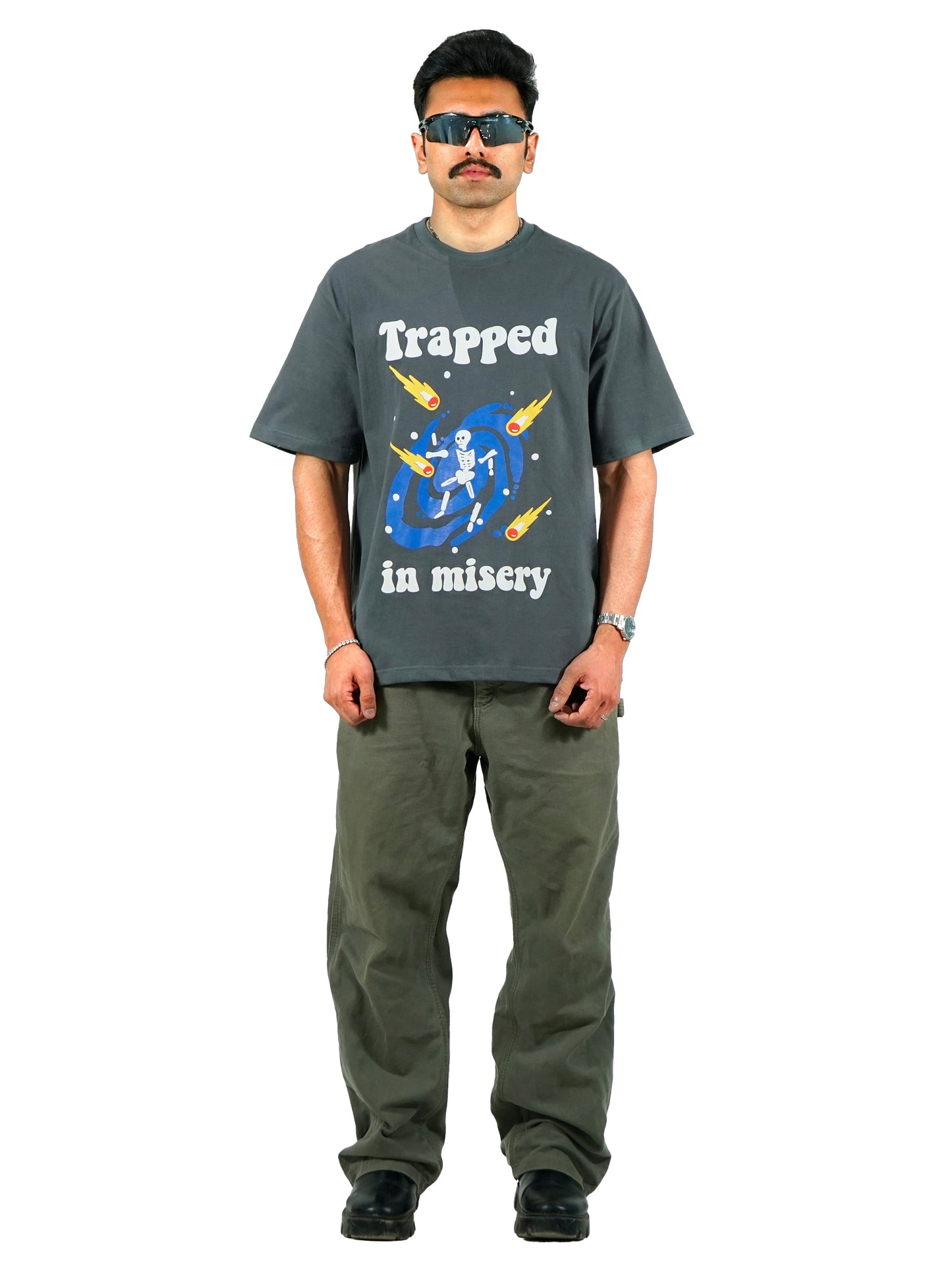 TRAPPED IN MISERY GREY TSHIRT