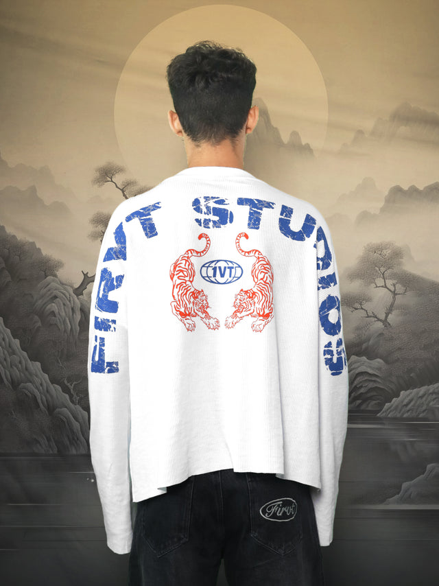 TWIN TIGERS WAFFLE FULL SLEEVE T-SHIRT