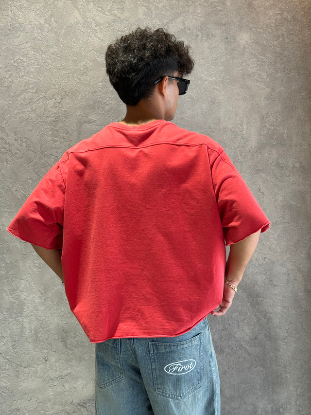 RED WASHED BOXY T-SHIRT