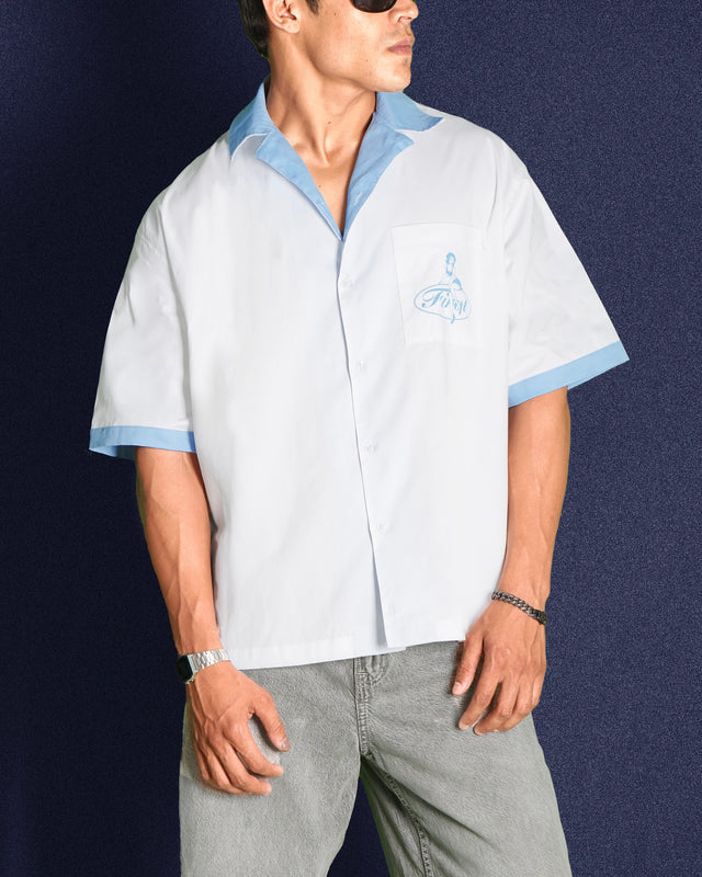 MISSCHIEF WHITE BOWLING SHIRT