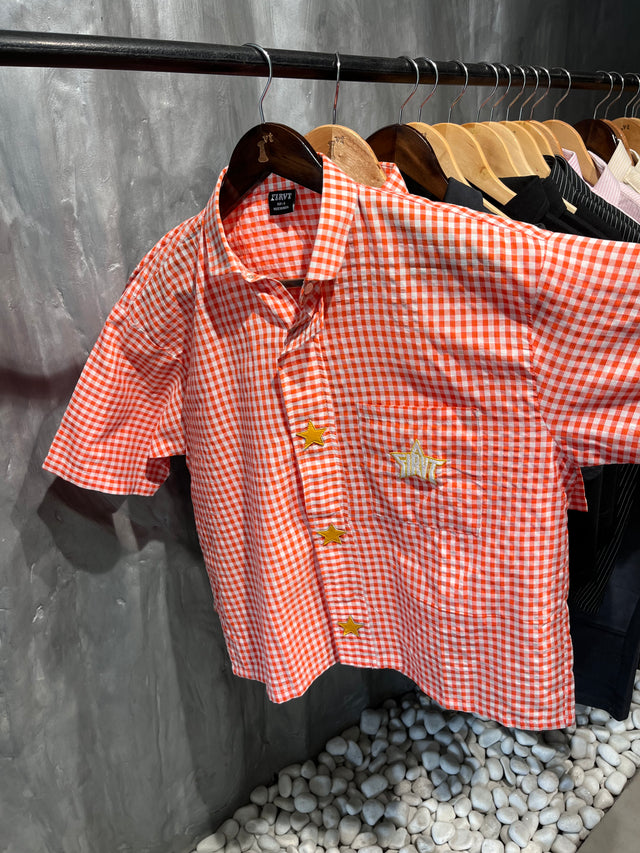 Orange Gingham Star Shirt