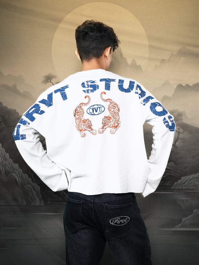 TWIN TIGERS WAFFLE FULL SLEEVE T-SHIRT