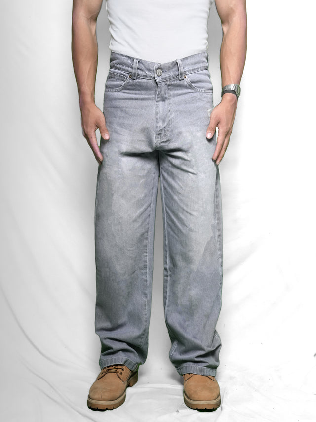 DISTRESSED GREY DENIM