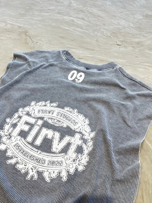 WASHED GREY WAFFLE TANK
