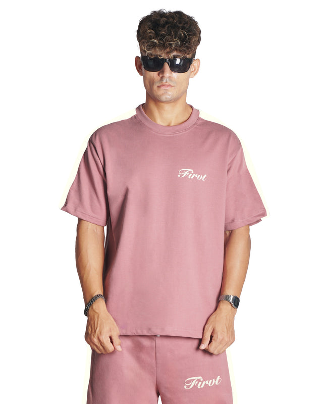 DUSTY PINK SIDE STRIPE T-SHIRT