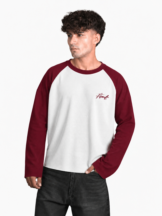 RAGLAN WAFFLE MAROON T-SHIRT