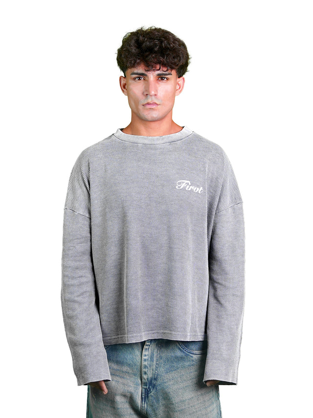 WASHED GREY WAFFLE T-SHIRT
