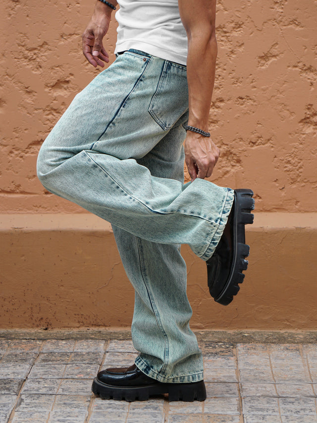 GREEN WASHED DENIM