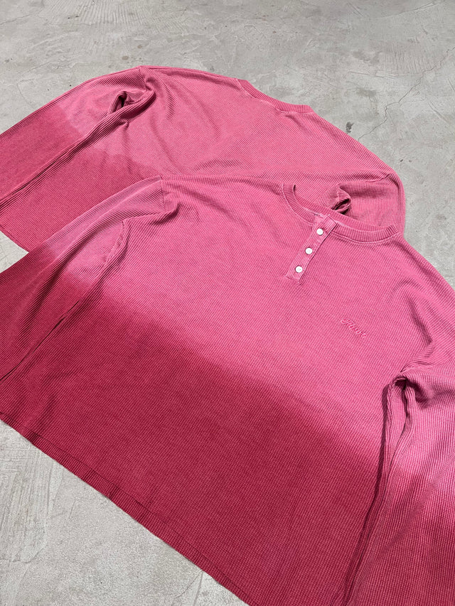 PINK WASHED WAFFLE HENLEY