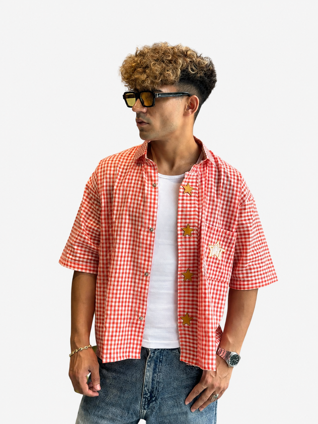 Orange Gingham Star Shirt