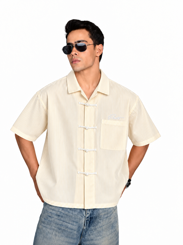 FIRVT YELLOW FROG BUTTON SHIRT