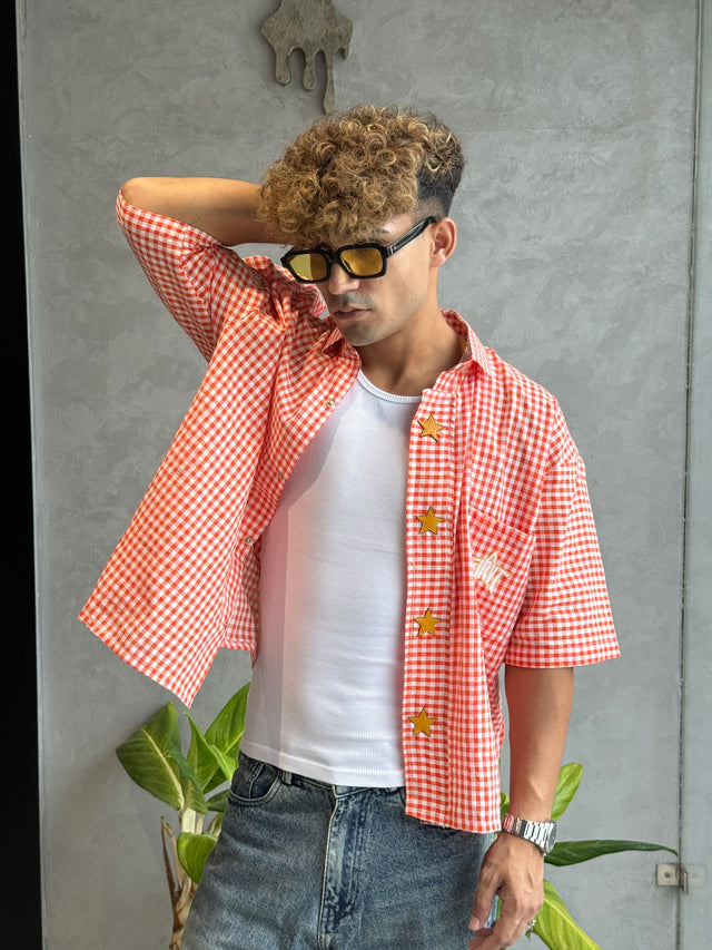Orange Gingham Star Shirt
