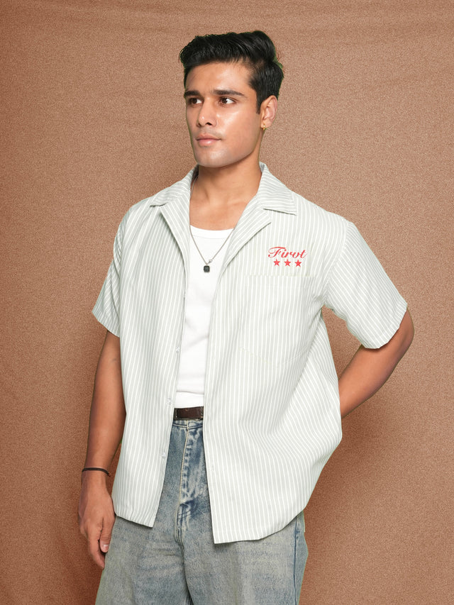 FIRVT STAR SAGE GREEN STRIPED SHIRT