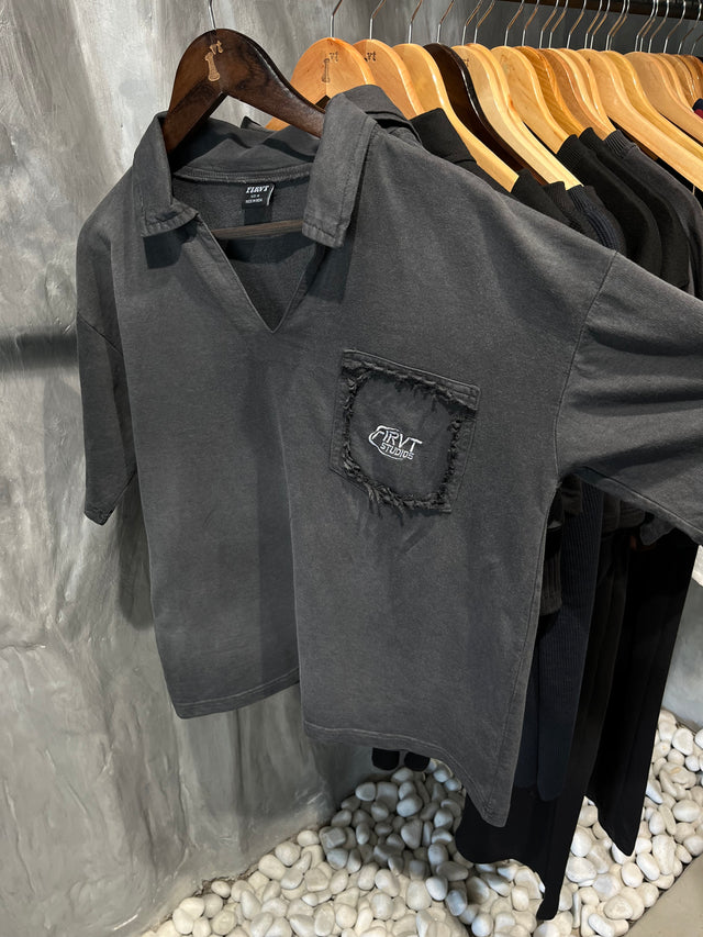 FIRVT CHARCOAL WASHED POLO