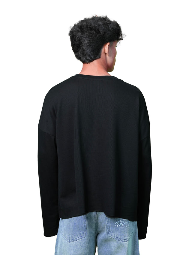 BLACK WAFFLE T-SHIRT