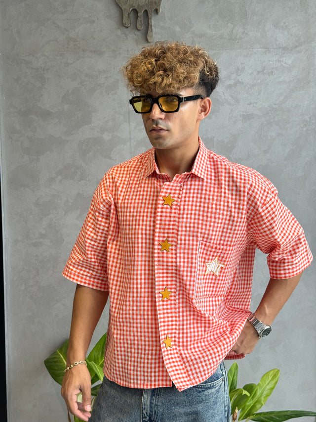 Orange Gingham Star Shirt