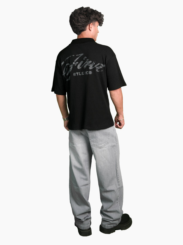 SIGNATURE RIB POLO BLACK