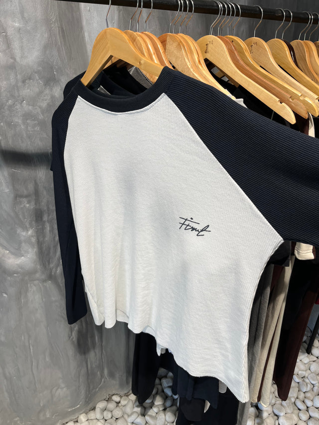 RAGLAN WAFFLE NAVY T-SHIRT