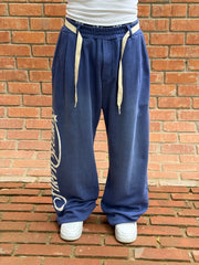 FIRVT BLUE BAGGY WASHED SWEATPANTS