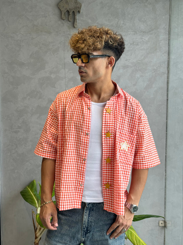 Orange Gingham Star Shirt