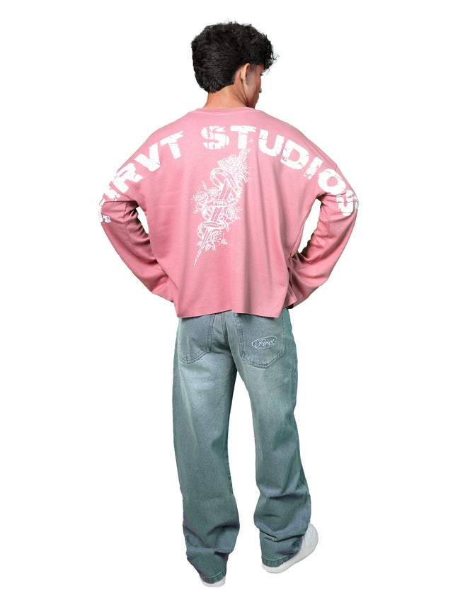 FIRVT SWORD DUSTY PINK WAFFLE T-SHIRT