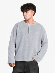 SILVER WASHED WAFFLE HENLEY