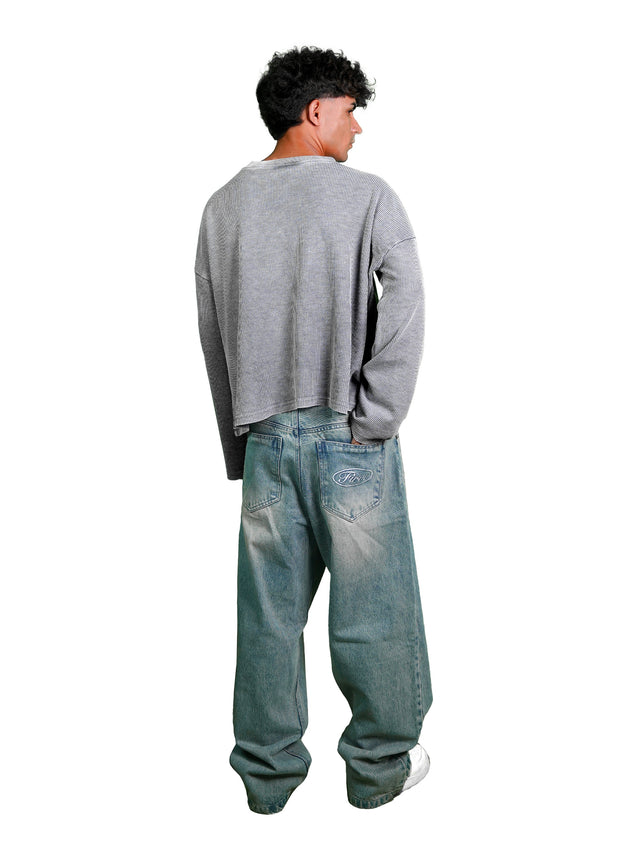 WASHED GREY WAFFLE T-SHIRT