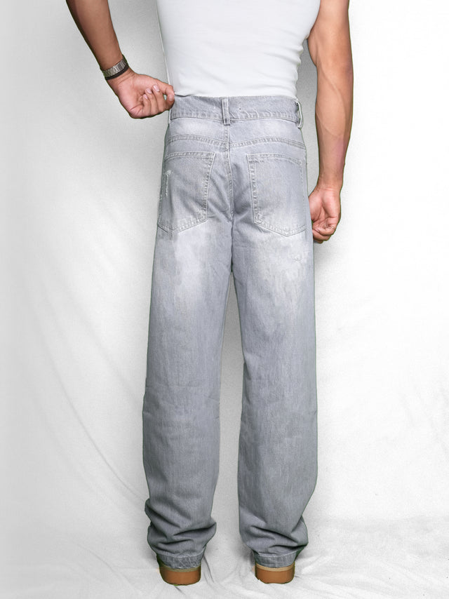 DISTRESSED GREY DENIM