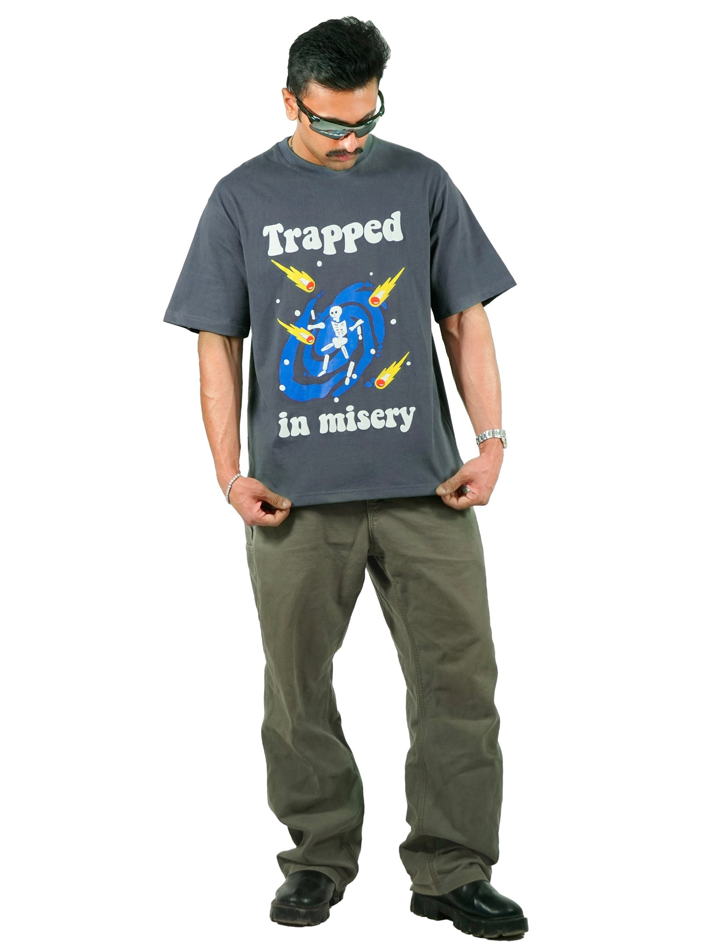 TRAPPED IN MISERY GREY TSHIRT