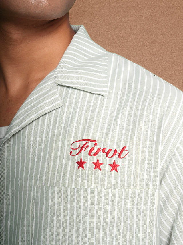 FIRVT STAR SAGE GREEN STRIPED SHIRT