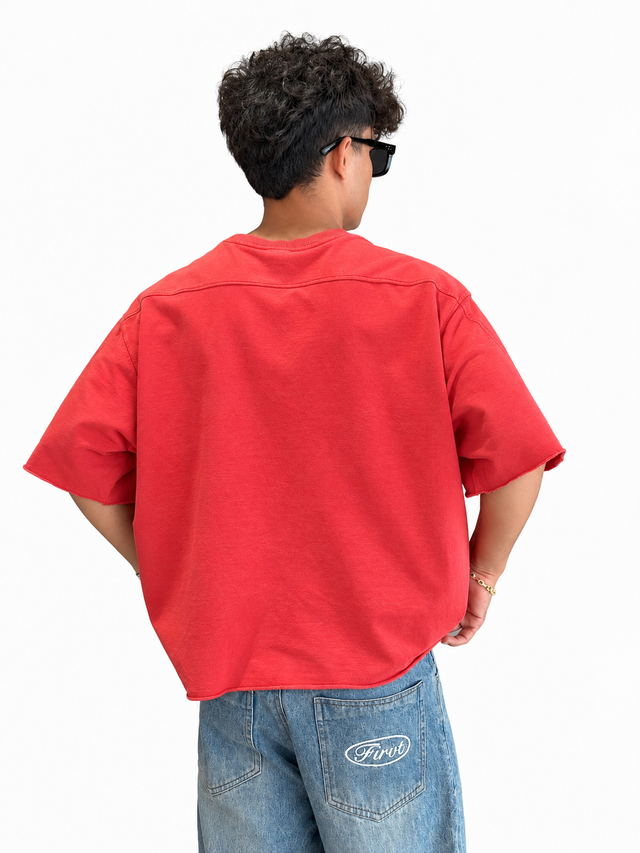 RED WASHED BOXY T-SHIRT