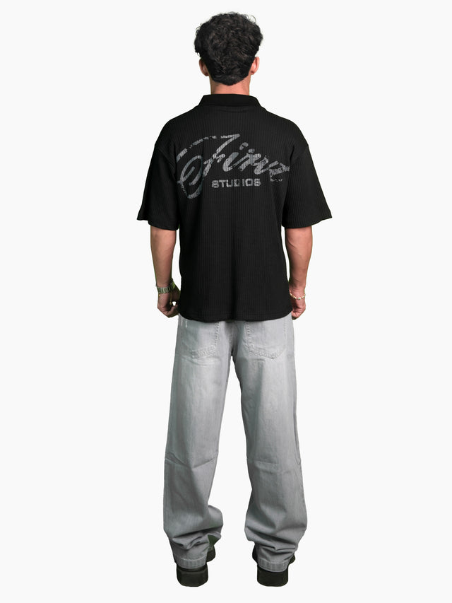SIGNATURE RIB POLO BLACK