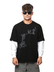 FIRVT FORCE FULL SLEEVE T-SHIRT BLACK ACID WASHED