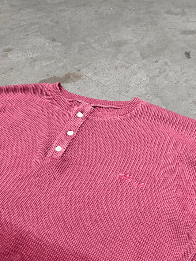PINK WASHED WAFFLE HENLEY