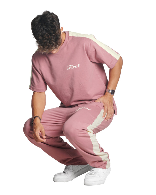DUSTY PINK SIDE STRIPE T-SHIRT