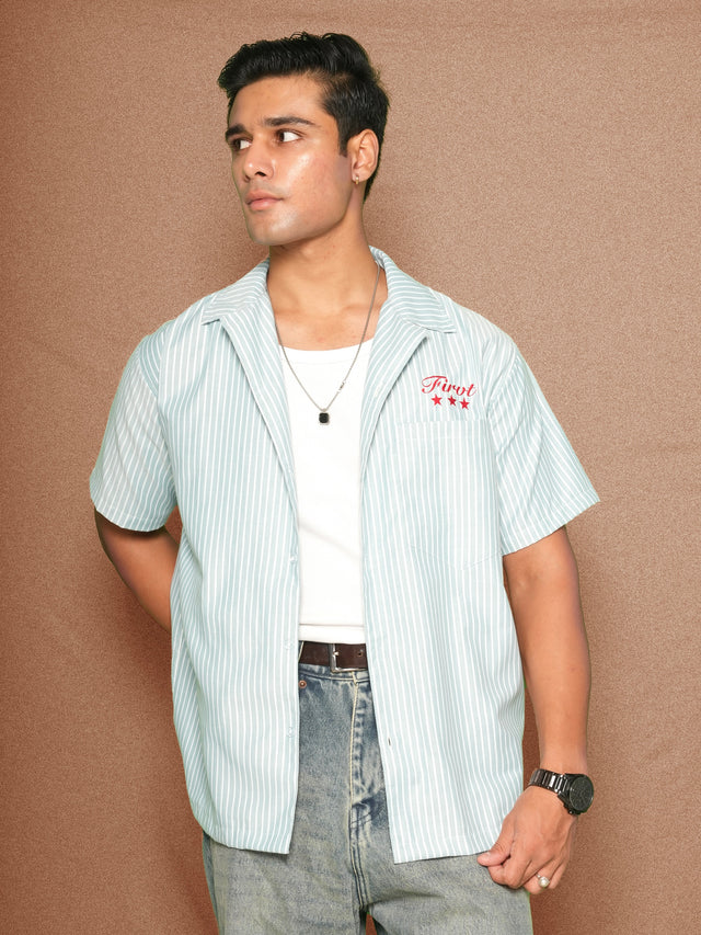 FIRVT STAR TEAL STRIPED SHIRT