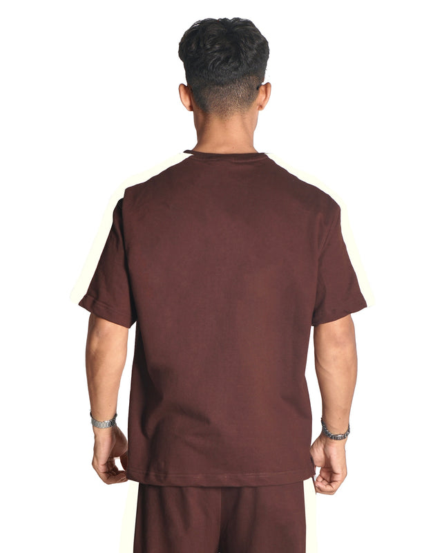 BROWN SIDE STRIPE T-SHIRT