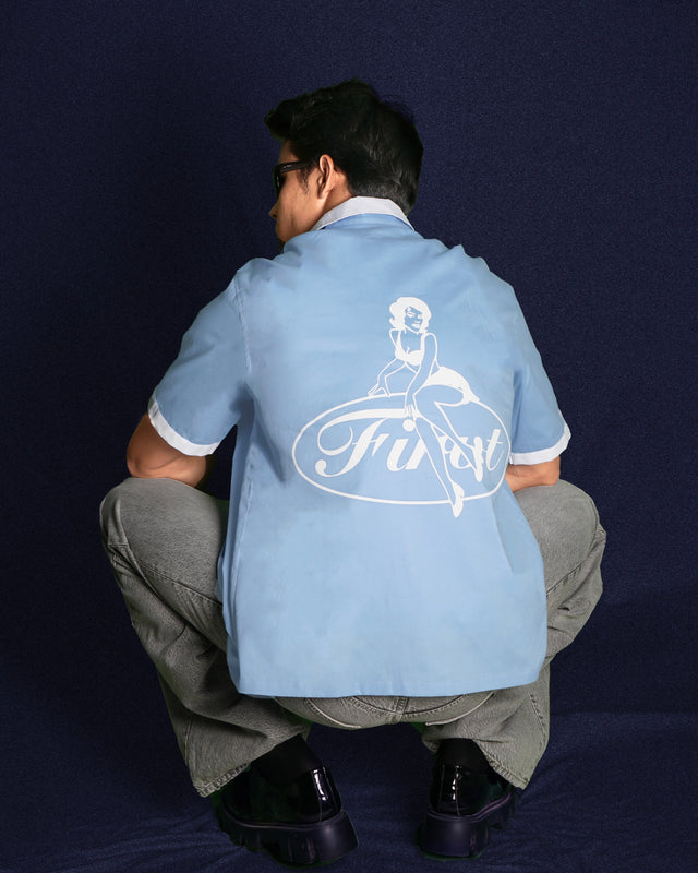 MISSCHIEF BLUE BOWLING SHIRT